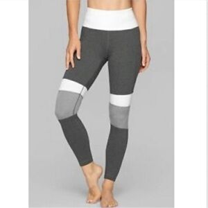 Athleta Modblock Salutation Grey White Leggings Size XS